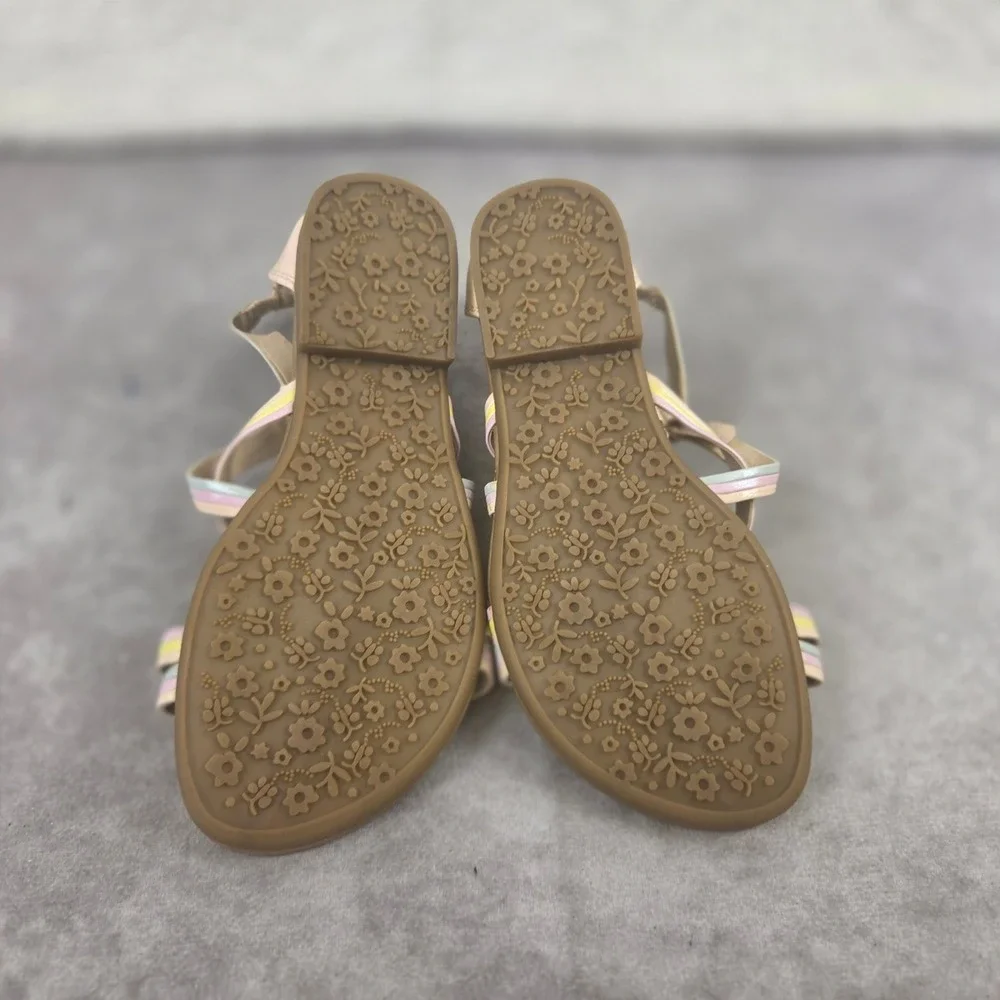 Jellypop Girls Strappy Gladiator Sandals Pastel Iridescent Back Zip Flat Shoes